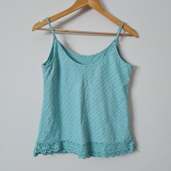 Strappy embroidered top in teal color. - Picture 4 of 5